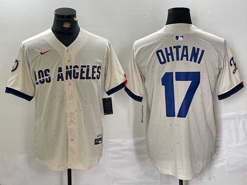 Men%27s Los Angeles Dodgers #17 Shohei Ohtani Cream 2024 City Connect Limited Stitched Jerseys->los angeles dodgers->MLB Jersey